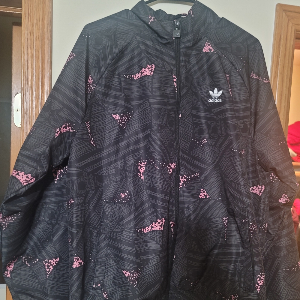 Adidas Black Jacket with Pink Highlights